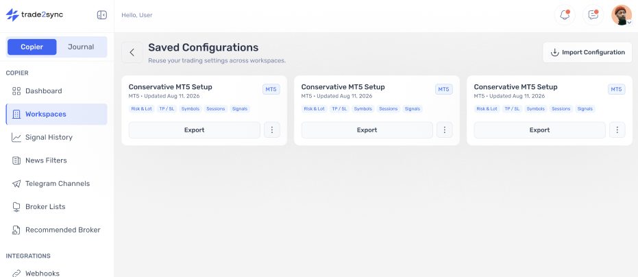 Save, reuse and move your configurations
